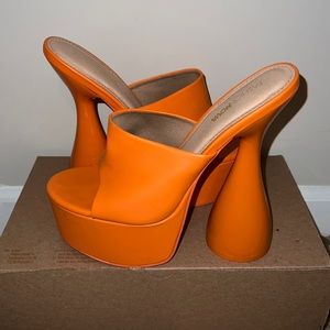 Fashion Nova Orange Platform Mules